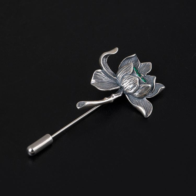 Silver Favorite Vintage Lotus Brooch
