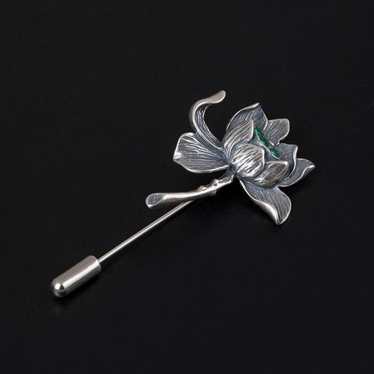 Silver Favorite Vintage Lotus Brooch