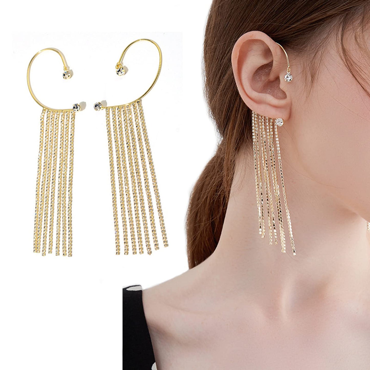 LUXYIN | Long Chain Tassels Ear Cuffs , Non Pierced Earring Style