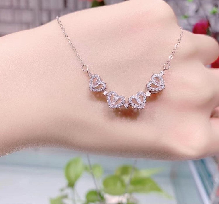 Lovely Heart Foldable Necklace, Clover Magnet Pendant Chain