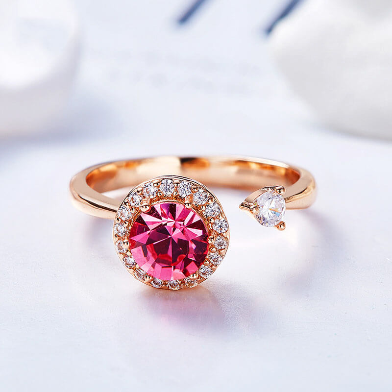 LUXYIN | S925 Silver Crystal Rotating Ring, Anti-Anxiety Spinner Ring