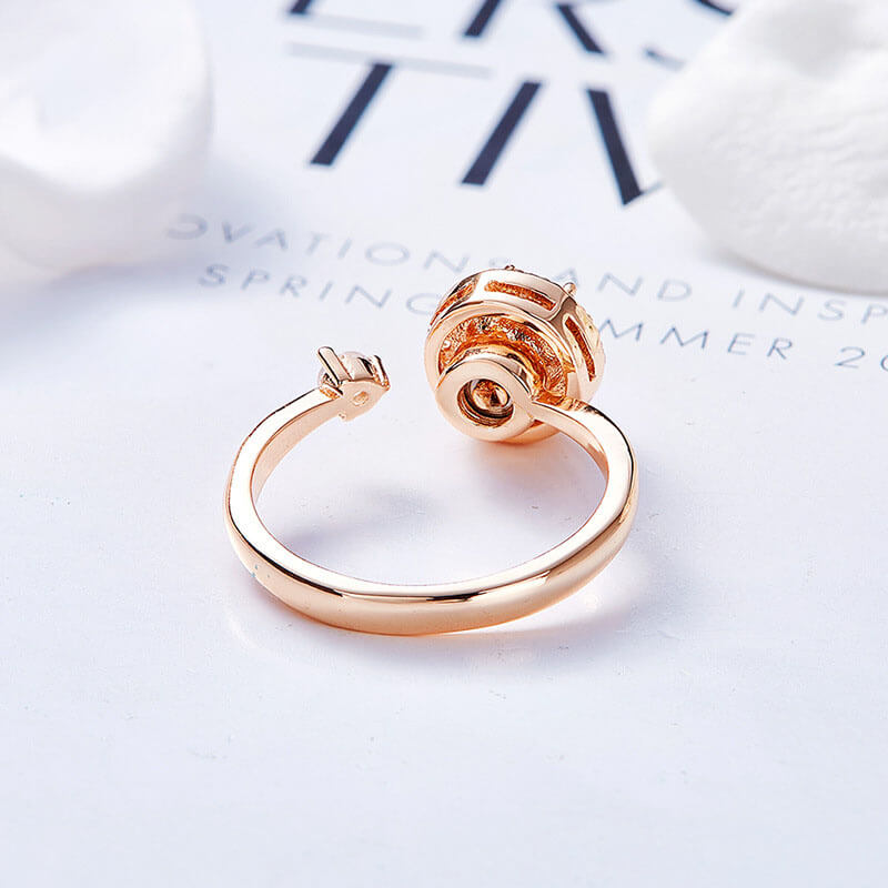LUXYIN | S925 Silver Crystal Rotating Ring, Anti-Anxiety Spinner Ring