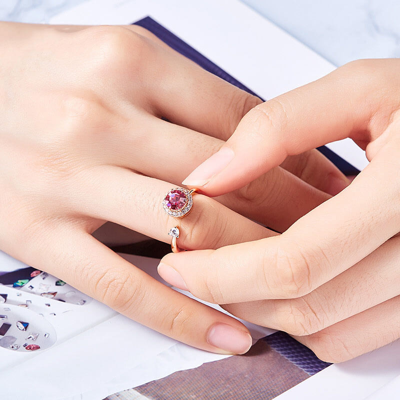 S925 Silver Crystal Rotating Ring