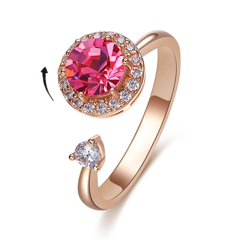 S925 Silver Crystal Rotating Ring