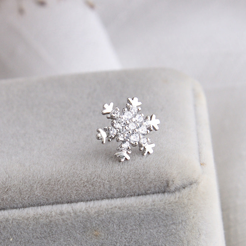Luxyin 925 Silver Asymmetrical Pearl Snowflake Dangle Earrings