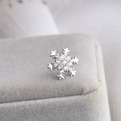 Luxyin 925 Silver Asymmetrical Pearl Snowflake Dangle Earrings