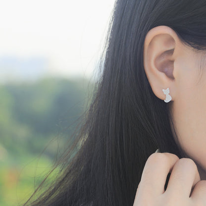 Luxyin 925 Sterling Silver Cat Stud Earrings