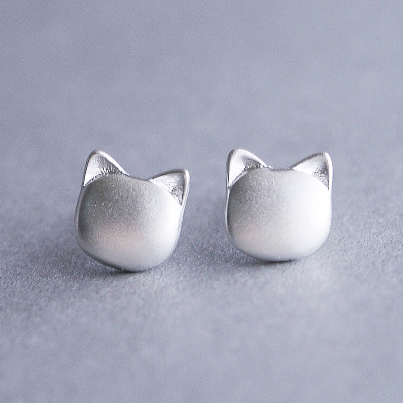 Luxyin 925 Sterling Silver Cute Kitty Stud Earrings