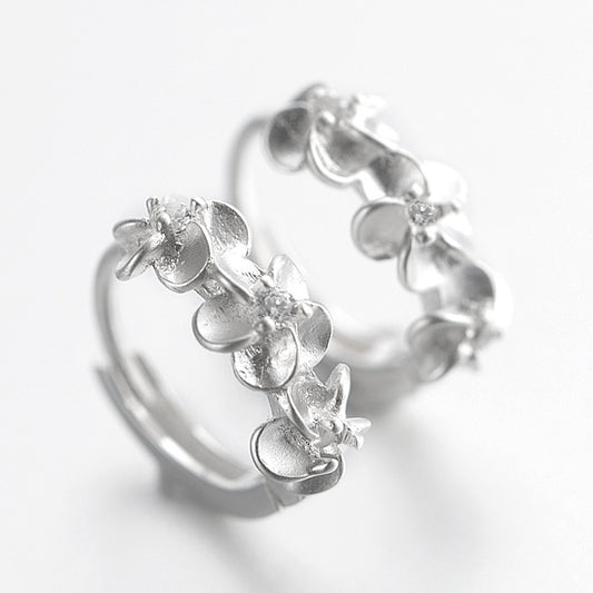 Luxyin 925 Silver Floral Hoop Earrings - Sweet & Elegant
