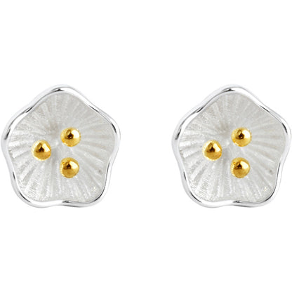 Luxyin 925 Sterling Silver Sunflower Stud Earrings - Korean Style