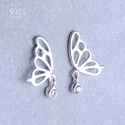 Luxyin 925 Sterling Silver Mini Butterfly Stud Earrings