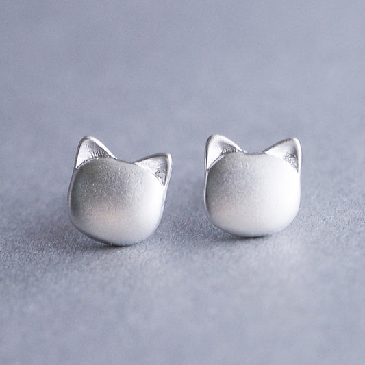 Luxyin 925 Sterling Silver Cute Kitty Stud Earrings