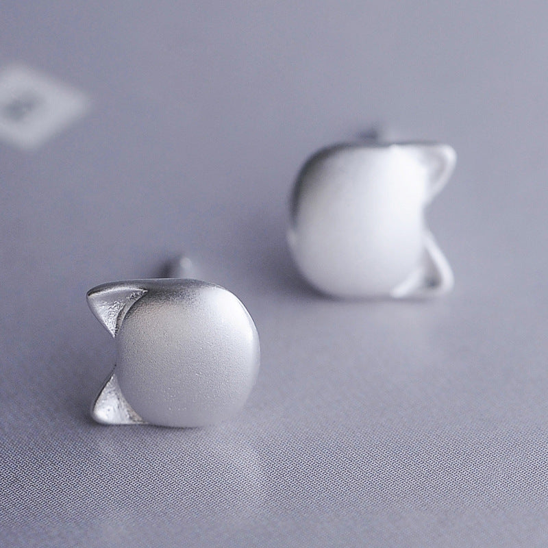 Luxyin 925 Sterling Silver Cute Kitty Stud Earrings