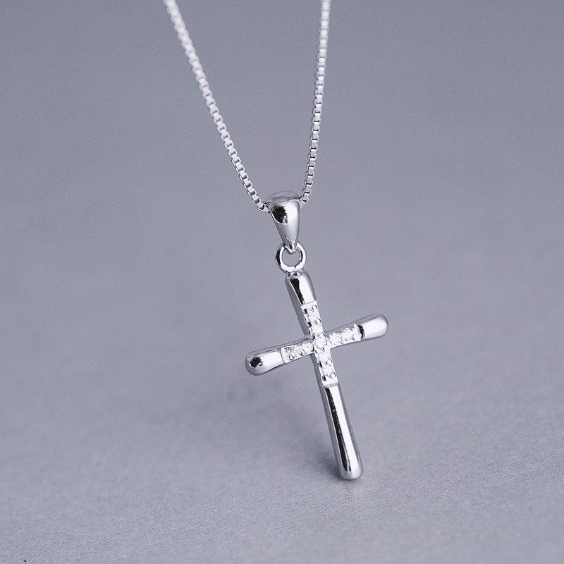 Luxyin Sterling Silver Cross Pendant Necklace