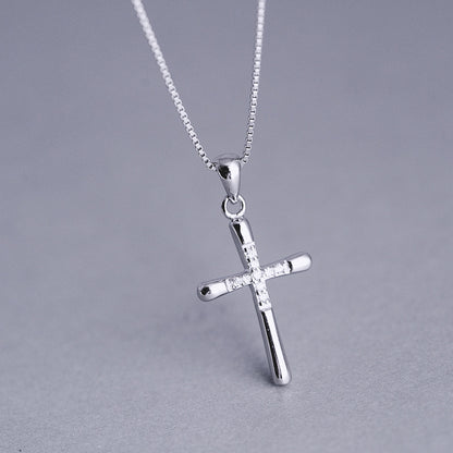 Luxyin Sterling Silver Cross Pendant Necklace