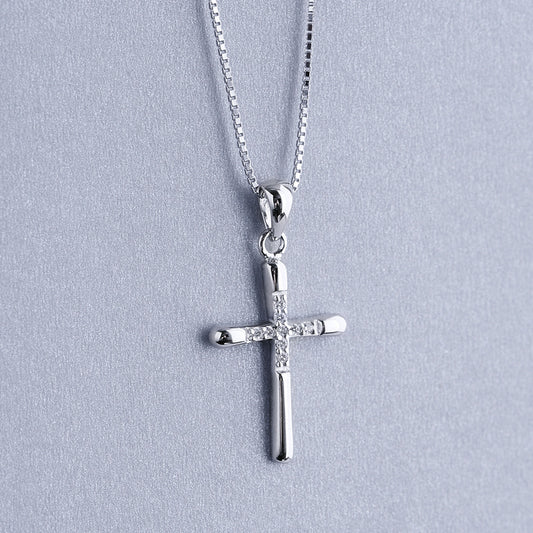 Luxyin Sterling Silver Cross Pendant Necklace