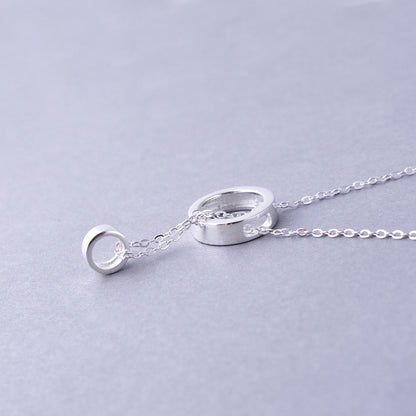 Luxyin 925 Sterling Silver Double Circle Necklace