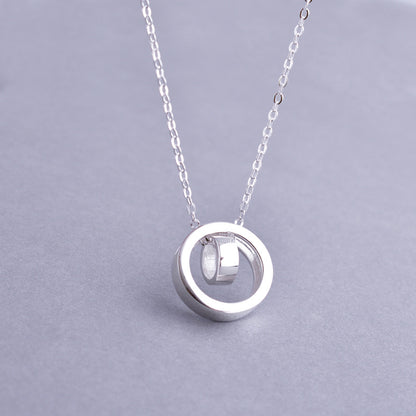 Luxyin 925 Sterling Silver Double Circle Necklace