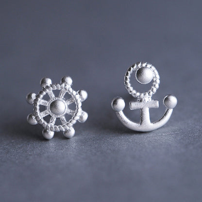 Luxyin 925 Sterling Silver Nautical Charm Stud Earrings