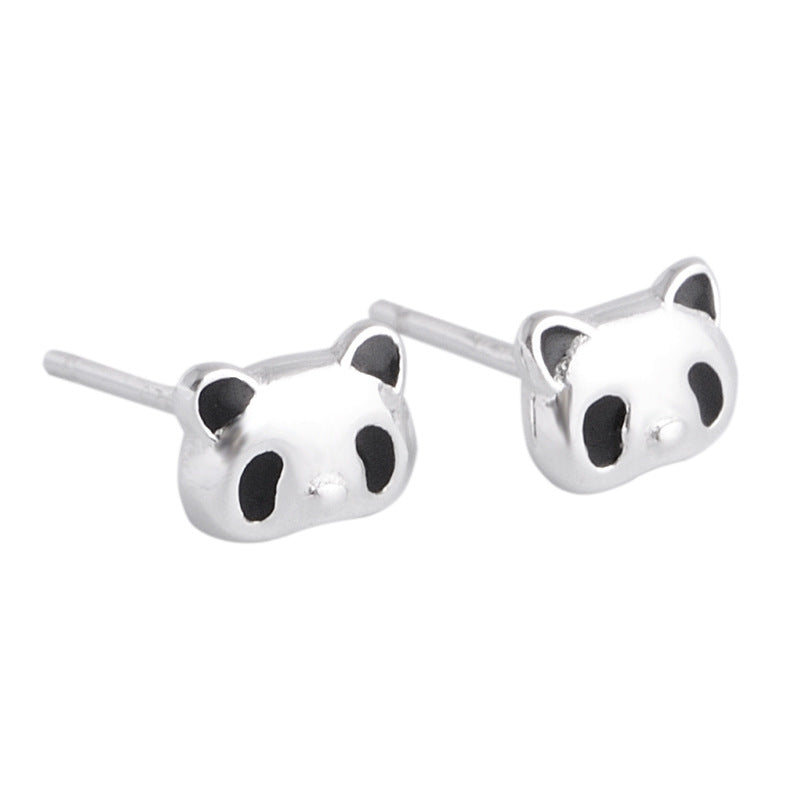 Luxyin Sterling Silver Cute Panda Stud Earrings