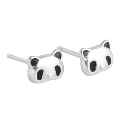 Luxyin Sterling Silver Cute Panda Stud Earrings