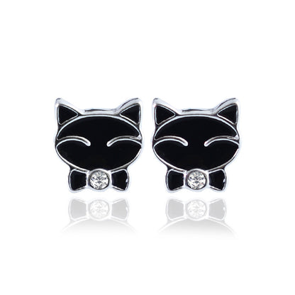 Luxyin 925 Sterling Silver Cute Kitty Stud Earrings