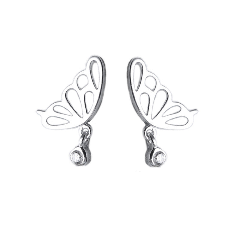 Luxyin 925 Sterling Silver Mini Butterfly Stud Earrings