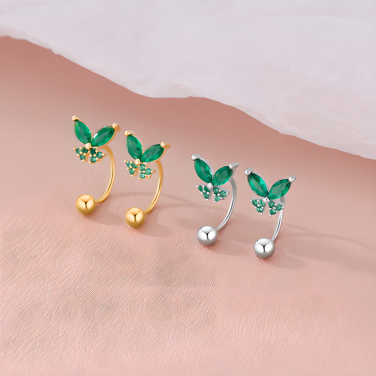 Emerald Butterfly Stud Earrings 2024 Collection
