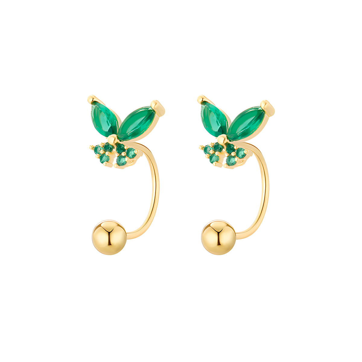Emerald Butterfly Stud Earrings 2024 Collection
