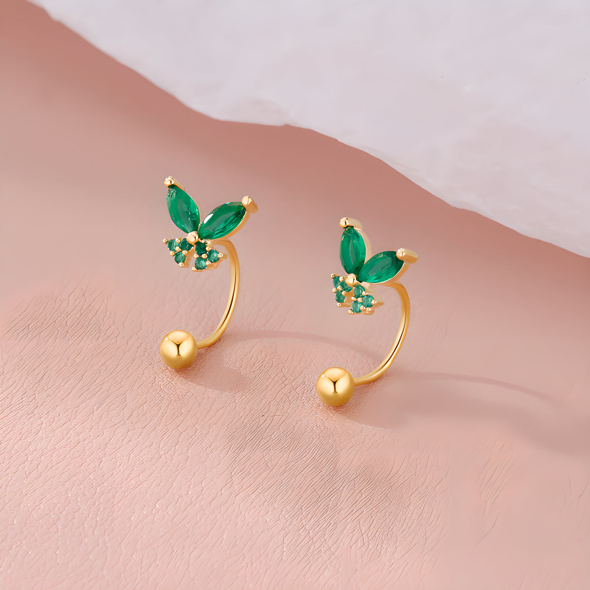 Emerald Butterfly Stud Earrings 2024 Collection