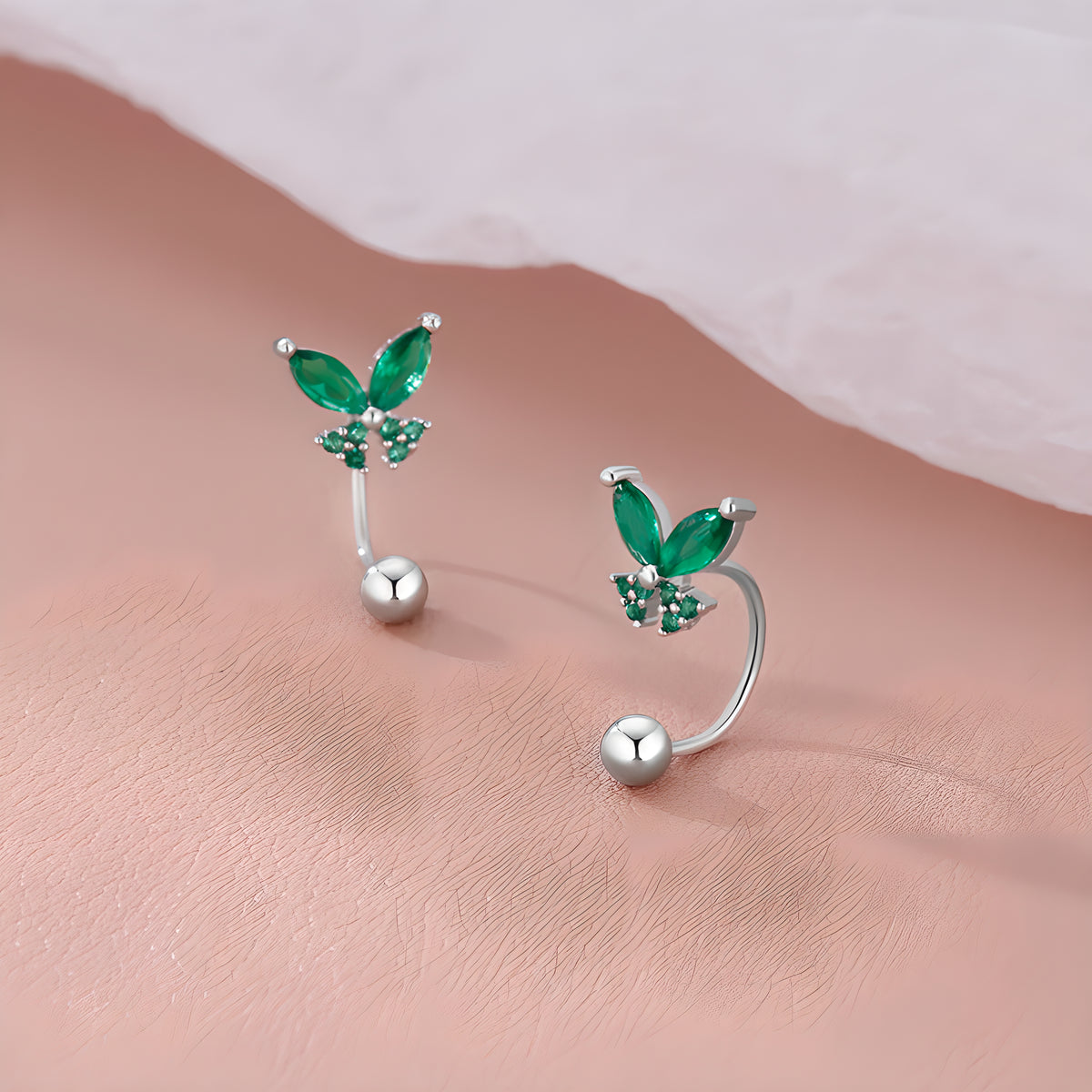 Emerald Butterfly Stud Earrings 2024 Collection