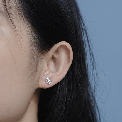 Luxyin 925 Sterling Silver Nautical Charm Stud Earrings