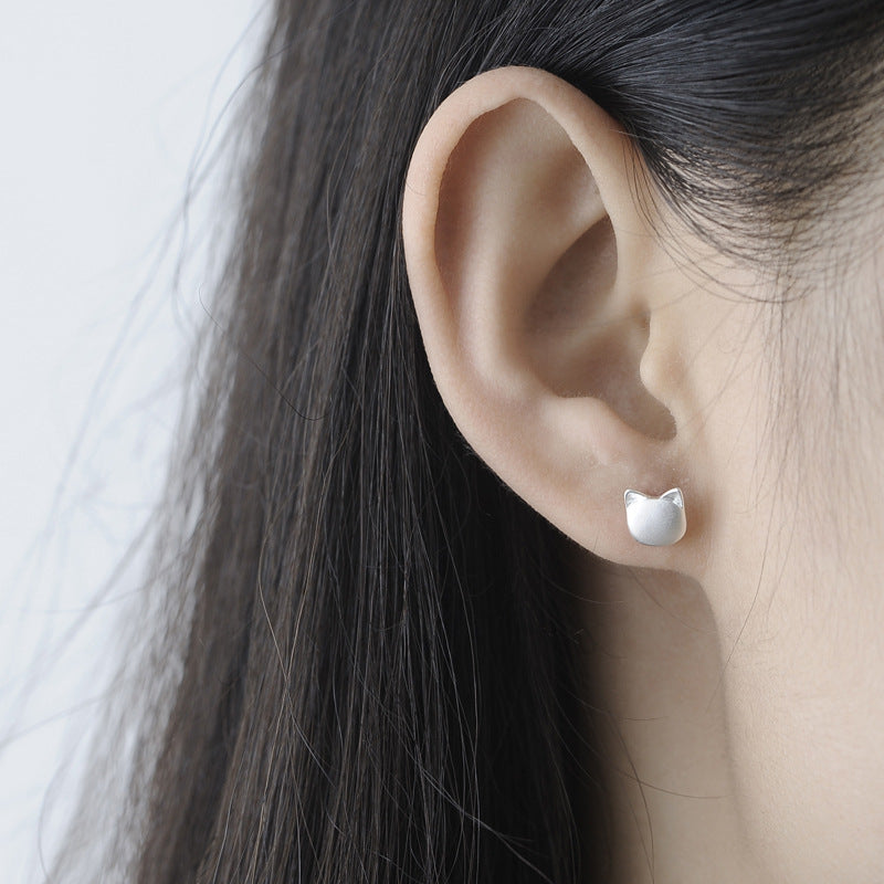 Luxyin 925 Sterling Silver Cute Kitty Stud Earrings