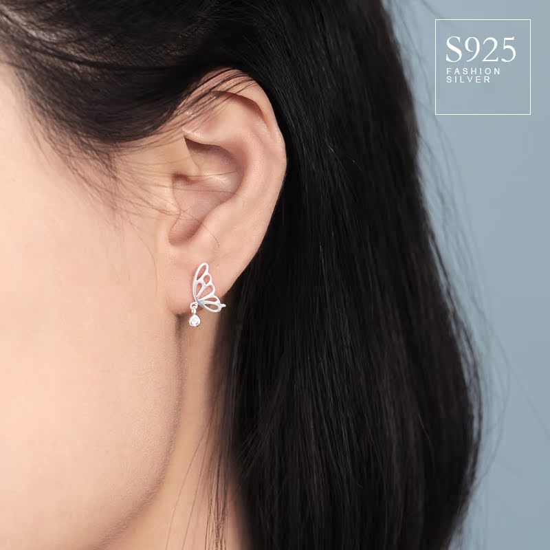 Luxyin 925 Sterling Silver Mini Butterfly Stud Earrings