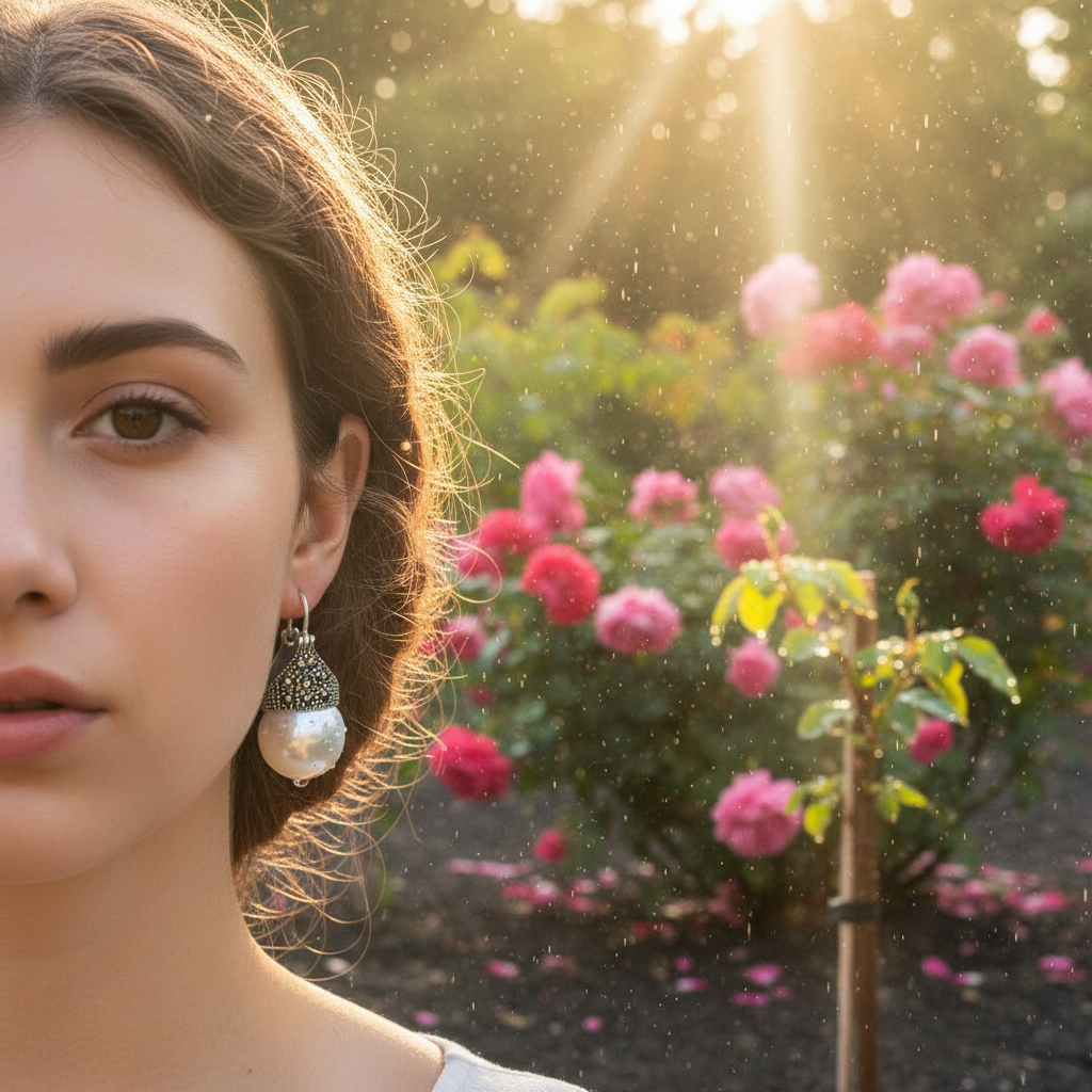 Freshwater Pearl Drop Earrings in S925 Sterling Silver
