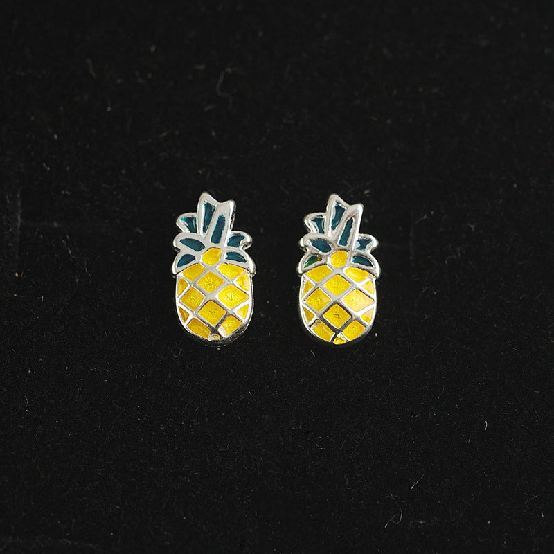Luxyin 925 Silver Pineapple Stud Earrings