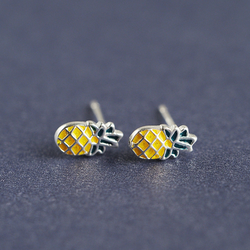 Luxyin 925 Silver Pineapple Stud Earrings