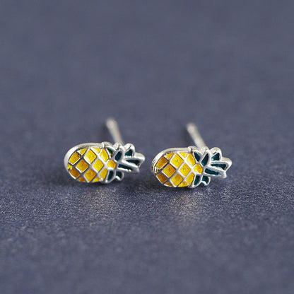 Luxyin 925 Silver Pineapple Stud Earrings