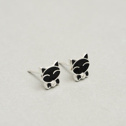 Luxyin 925 Sterling Silver Cute Kitty Stud Earrings