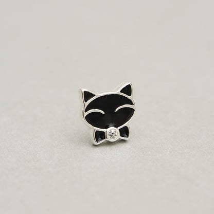 Luxyin 925 Sterling Silver Cute Kitty Stud Earrings