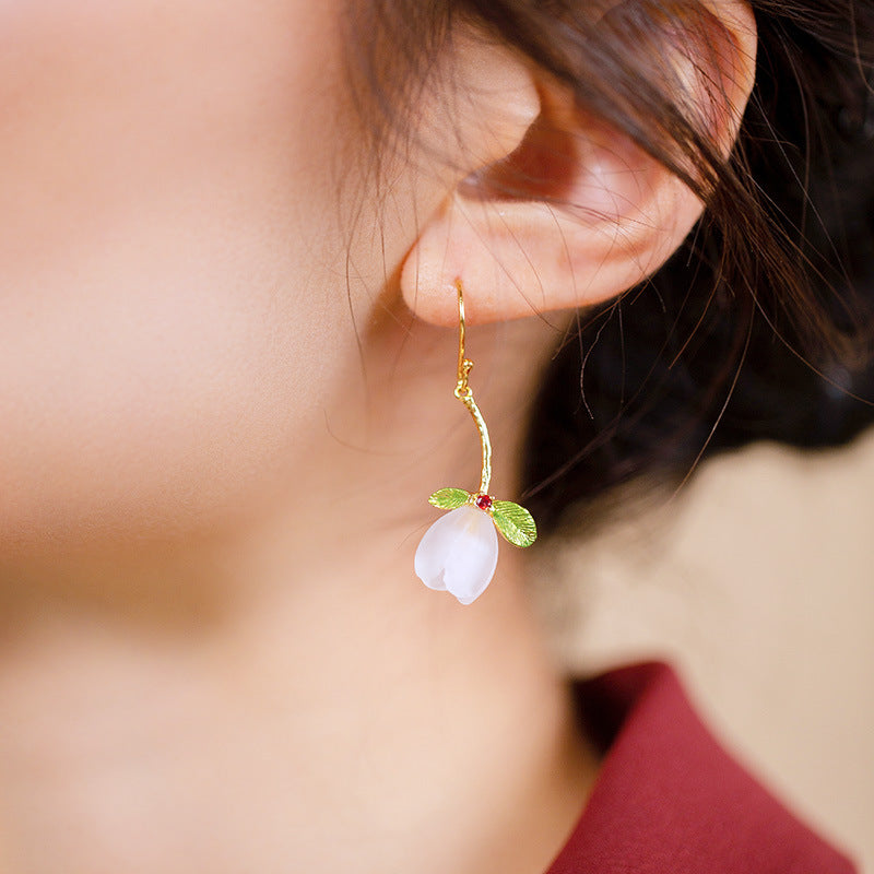 Gorgeous Natural Crystal Flower Drop Earrings