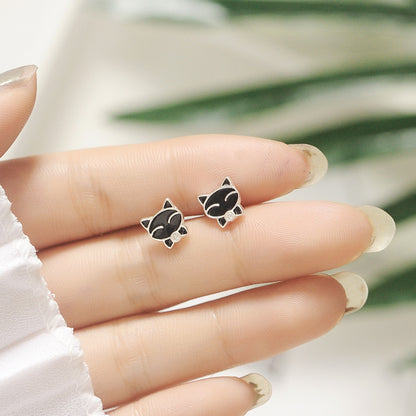 Luxyin 925 Sterling Silver Cute Kitty Stud Earrings