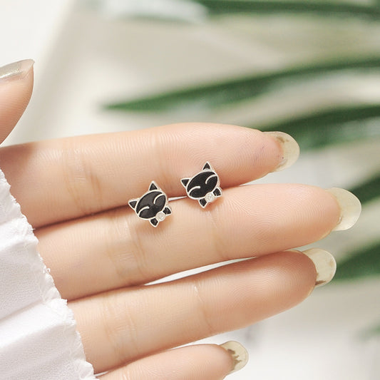 Luxyin 925 Sterling Silver Cute Kitty Stud Earrings