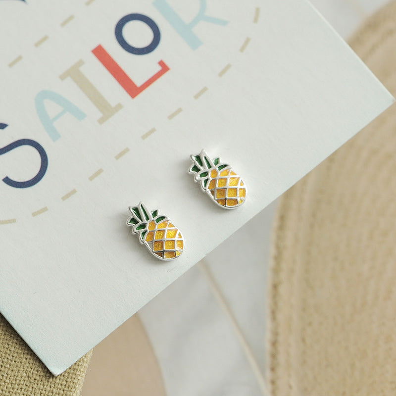 Luxyin 925 Silver Pineapple Stud Earrings