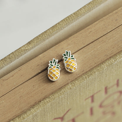 Luxyin 925 Silver Pineapple Stud Earrings