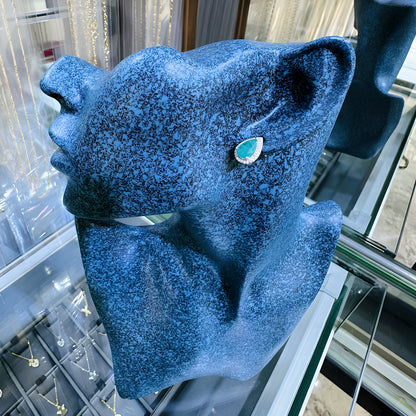 6x9mm Teardrop Synthetic Emerald Stud Earrings 925 Sterling Silver