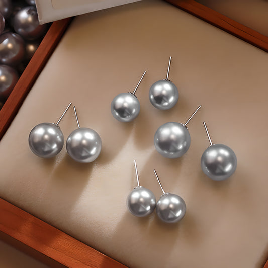 Vintage Luxury Hong Kong Style Large Pearl Stud Earrings 925 Silver French Versatile Elegant Gift