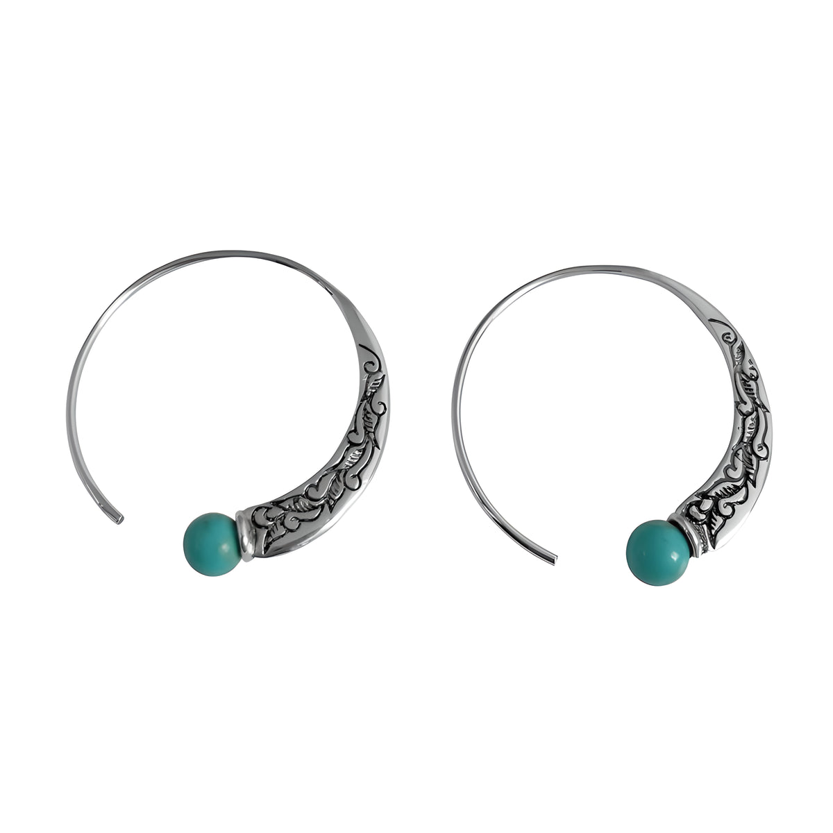925 Sterling Silver Turquoise Geometric Vintage Ethnic Earrings