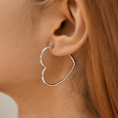 925 Sterling Silver 35mm Heart Shaped Stud Earrings