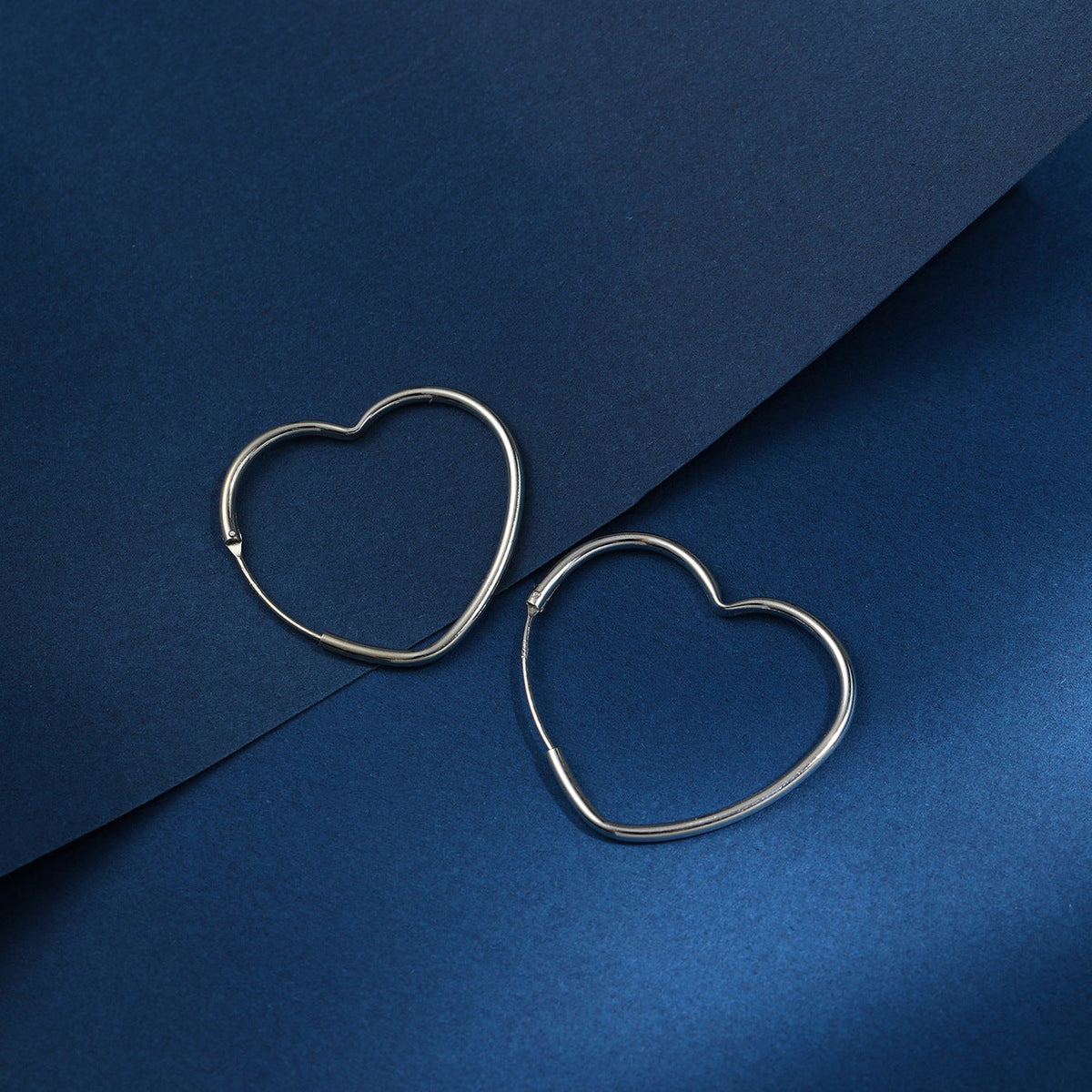 925 Sterling Silver 35mm Heart Shaped Stud Earrings